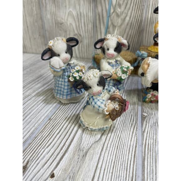 Mary's Moo Moo's Cows Lot of 9 Pieces Marriage Wedding Theme Enesco Vintage - Picture 3 of 9